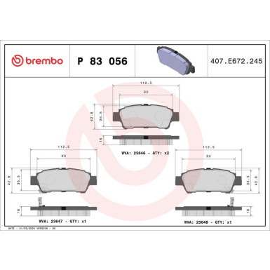 Brembo Bremsbelagsatz, Scheibenbremse PRIME LINE P 83 056