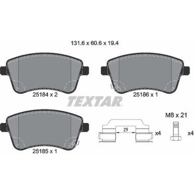 Textar Bremsbelagsatz, Scheibenbremse Q+ 2518401