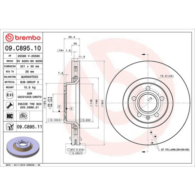 Brembo Bremsscheibe PRIME LINE - UV Coated 09.C895.11