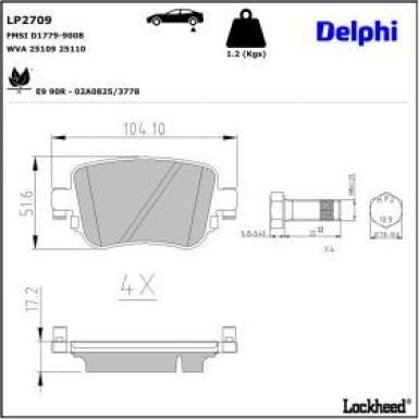 Delphi Bremsbelagsatz, Scheibenbremse LP2709
