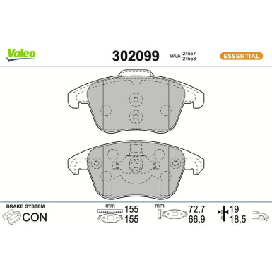 Valeo | Bremsbelagsatz, Scheibenbremse | 302099