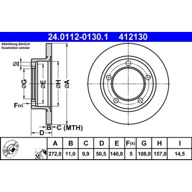 ATE | Bremsensatz, Scheibenbremse | 24.0112-0130.1 + 13.0460-8006.2