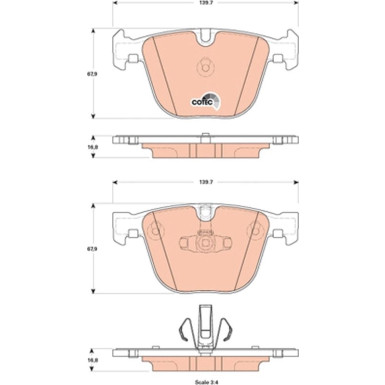 TRW Bremsbelagsatz, Scheibenbremse COTEC GDB1857