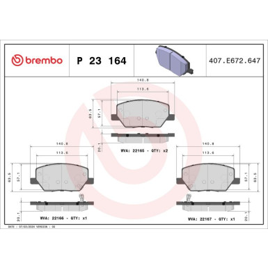 Brembo Bremsbelagsatz, Scheibenbremse PRIME LINE P 23 164