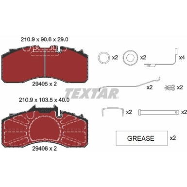 Textar | Bremsbelagsatz, Scheibenbremse | 2940501