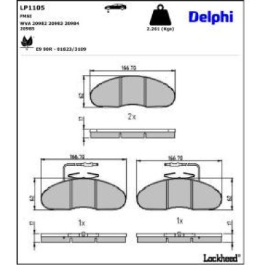 Delphi Bremsbelagsatz, Scheibenbremse LP1105
