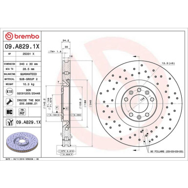 09.A829.1X Bremsscheibe XTRA LINE - Xtra