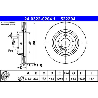 ATE | Bremsscheibe | 24.0322-0204.1