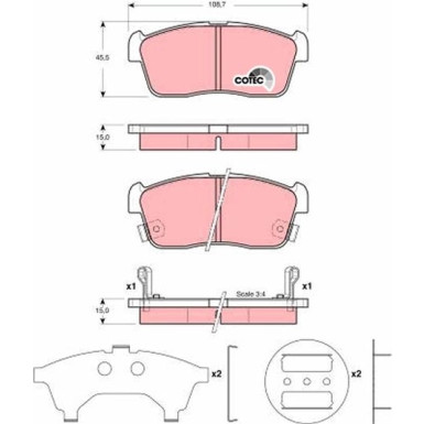GDB3236 Bremsbelagsatz, Scheibenbremse COTEC