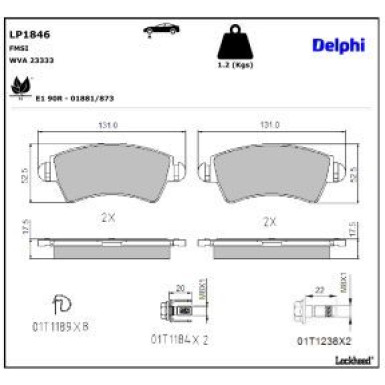 Delphi Bremsbelagsatz, Scheibenbremse LP1846