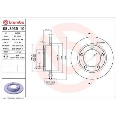 Brembo Bremsscheibe PRIME LINE 08.3939.10