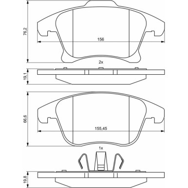 BOSCH Bremsbelagsatz, Scheibenbremse 0 986 494 837