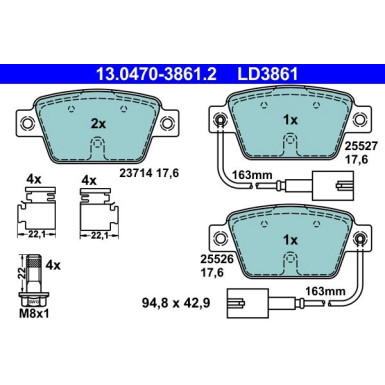 Bremsbelagsatz, Scheibenbremse ATE Ceramic 13.0470-3861.2