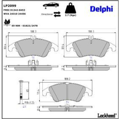 Delphi Bremsbelagsatz, Scheibenbremse LP2099