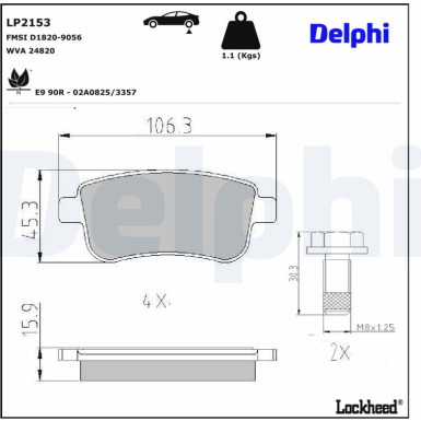 Delphi | Bremsbelagsatz, Scheibenbremse | LP2153 Delphi | Bremsbelagsatz, Scheibenbremse | LP2153