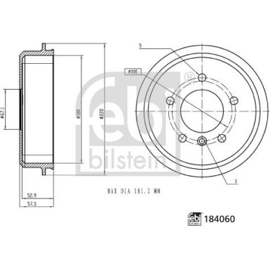 FEBI BILSTEIN 184060 Bremstrommel