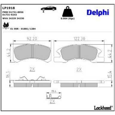 Delphi Bremsbelagsatz, Scheibenbremse LP1918