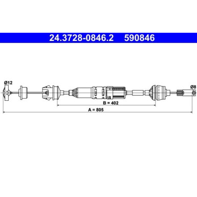 24.3728-0846.2 Seilzug, Kupplungsbetätigung