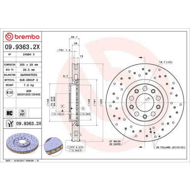 09.9363.2X Bremsscheibe XTRA LINE - Xtra 09.9363.2X Bremsscheibe XTRA LINE - Xtra