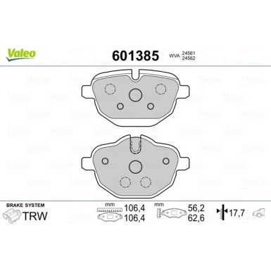 Valeo | Bremsbelagsatz, Scheibenbremse | 601385