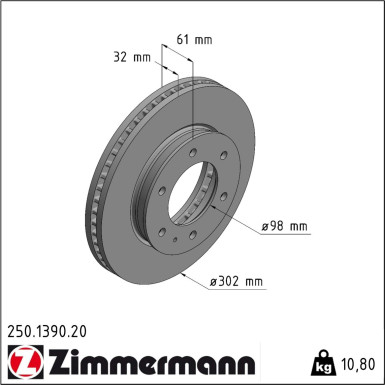 Zimmermann Bremsscheibe Coat Z 250.1390.20