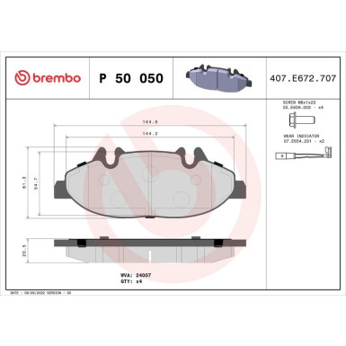 Brembo Bremsbelagsatz, Scheibenbremse PRIME LINE P 50 050