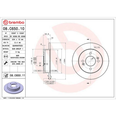 08.C650.11 Bremsscheibe PRIME LINE - UV Coated