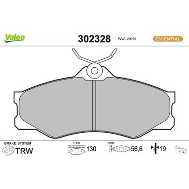 Valeo Bremsbelagsatz, Scheibenbremse ESSENTIAL 302328