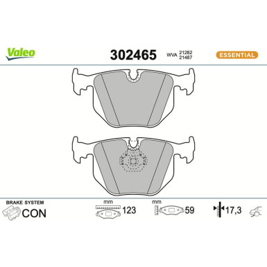 Valeo Bremsbelagsatz, Scheibenbremse ESSENTIAL 302465