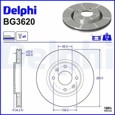 Delphi | Bremsscheibe | BG3620