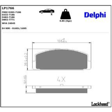 Delphi Bremsbelagsatz, Scheibenbremse LP1766