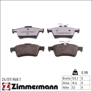 Zimmermann Bremsbelagsatz, Scheibenbremse rd:z 24137.968.1
