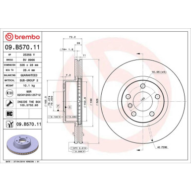 09.B570.11 Bremsscheibe PRIME LINE - UV Coated
