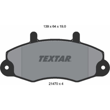 Textar | Bremsbelagsatz, Scheibenbremse | 2147001