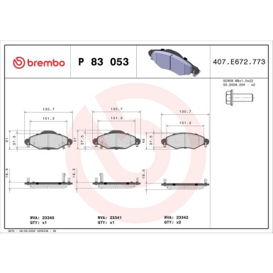 Brembo Bremsbelagsatz, Scheibenbremse PRIME LINE P 83 053