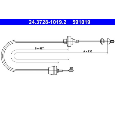 24.3728-1019.2 Seilzug, Kupplungsbetätigung