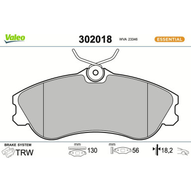 Valeo Bremsbelagsatz, Scheibenbremse ESSENTIAL 302018
