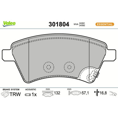 301804 Bremsbelagsatz, Scheibenbremse ESSENTIAL