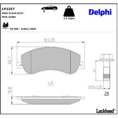 Delphi Bremsbelagsatz, Scheibenbremse LP2257