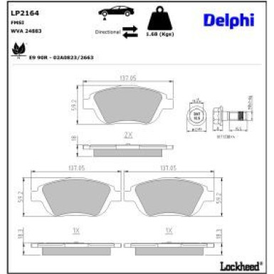 Delphi Bremsbelagsatz, Scheibenbremse LP2164