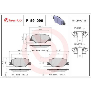 Brembo Bremsbelagsatz, Scheibenbremse PRIME LINE P 59 096