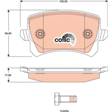 TRW Bremsbelagsatz, Scheibenbremse COTEC GDB1763