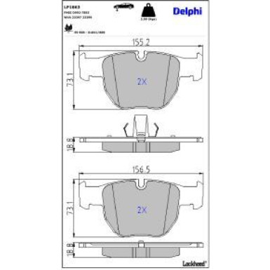 Delphi Bremsbelagsatz, Scheibenbremse LP1863