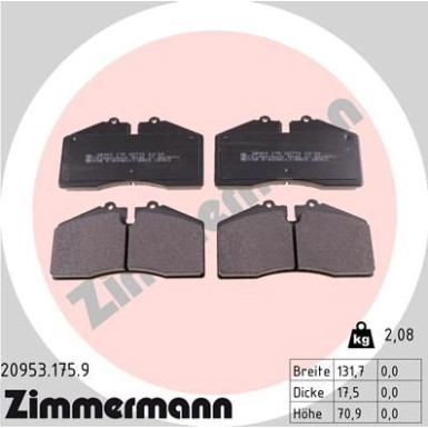20953.175.9 Bremsbelagsatz, Scheibenbremse pb:z