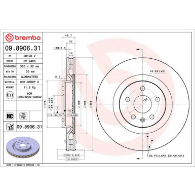 09.8906.31 Bremsscheibe PRIME LINE - UV Coated