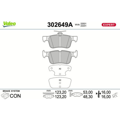 Valeo | Bremsbelagsatz, Scheibenbremse | 302649A
