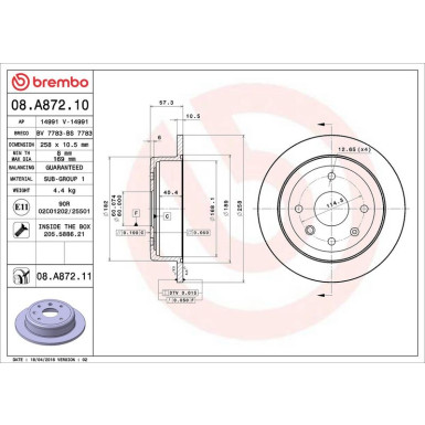 08.A872.11 Bremsscheibe PRIME LINE - UV Coated