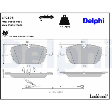 Delphi | Bremsbelagsatz, Scheibenbremse | LP2198