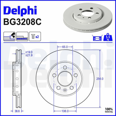 Delphi | Bremsscheibe | BG3208C