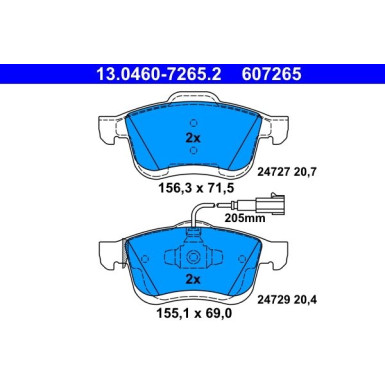 ATE | Bremsensatz, Scheibenbremse | 24.0128-0253.1 + 13.0460-7265.2